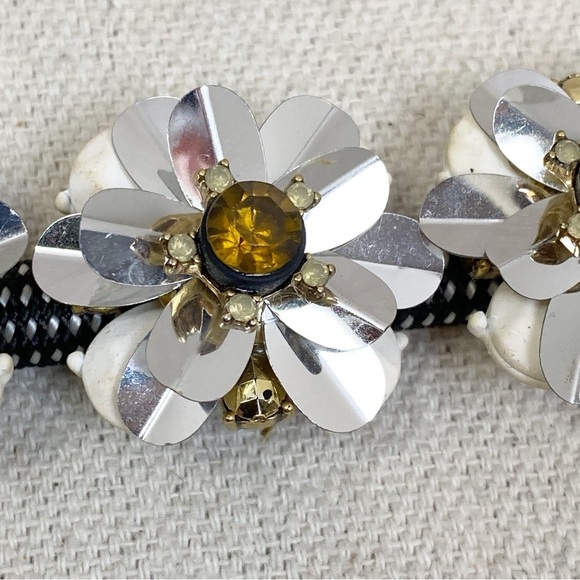 J. Crew RARE White/Black Stretch Braided Bracelet - Picture 4 of 7